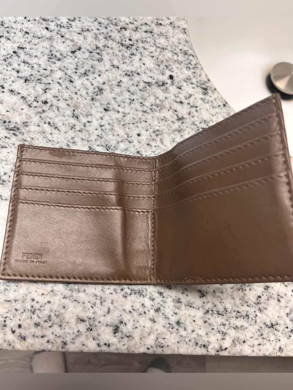Fendi Brown Leather Men's Card Holder Wallet